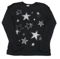 Černé triko s hvězdami Page One Young