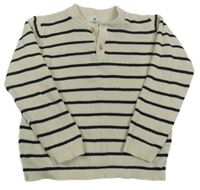 Béžovo-černý pruhovaný svetr s knoflíky H&M