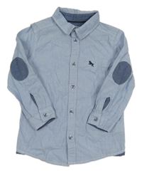 Modrá melírovaná košile s výšivkou H&M