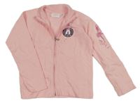 Růžová propínací mikina s baletními piškoty a motýly