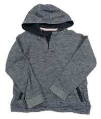 Tmavomodro-bílá pruhovaná lehká mikina s kapucí Nutmeg