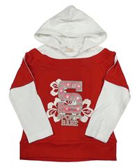 Červeno-bílé mikinotriko s číslem a kapucí