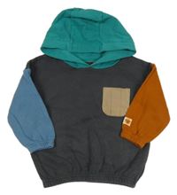 Antracitovo-barevná mikina s kapsou a kapucí Next