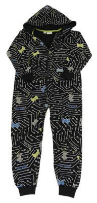 Černá vzorovaná tepláková kombinéza s ovladači a kapucí BPC