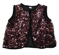 Růžová flitrová podšitá vesta Tu