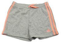 Šedé melírované teplákové kraťasy s logem Adidas