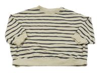 Béžovo-antracitová pruhovaná oversize mikina Next