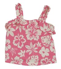 Růžový top s listy a volánem C&A