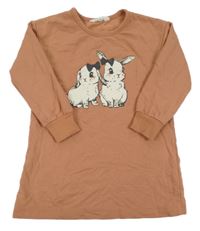 Hnědé teplákové šaty s králíky H&M