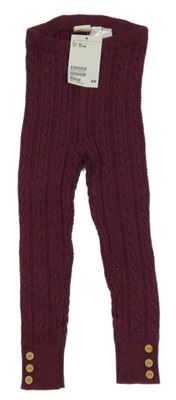 Nové - Vínové vzorované pletené tepláky H&M