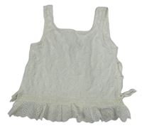 Bílý madeirový crop top s mašlí Zara