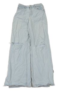 Světlemodré široké high waist rifle s prošoupáním H&M