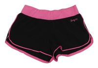 Černo-neonově růžové sportovní elastické kraťasy Benger