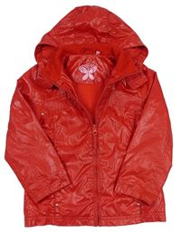Červená šusťáková jarní bunda s kapucí C&A