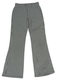 Černo-bílé kotičkované flare kalhoty F&F