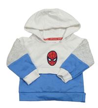 Bílo-modrá mikina se Spidermanem a kapucí Marvel