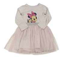 Světlerůžové šaty s Minnií a tylovou sukní Disney