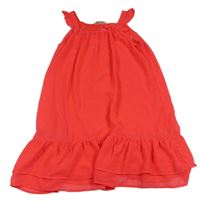 Neonově růžové šifonové šaty s mašličkou H&M