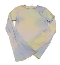 Lila-žluté žebrované crop triko se zvonovými rukávy zn. H&M