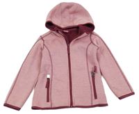 Růžová melírovaná zateplená pletená propínací mikina s kapucí Kiki&Koko