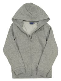 Šedá melírovaná propínací mikina s kapucí Lupilu