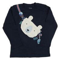 Tmavomodré triko s kapsičkou - medvěd Nutmeg