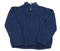 Tmavomodrý vzorovaný svetr se stojáčkem M&S