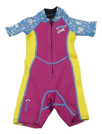 Růžovo-žluto-modrý neopren s jednorožci 