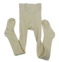 Smetanové žebrované punčocháče H&M