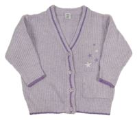 Lila propínací svetr s výšivkami hvězd Pep&Co