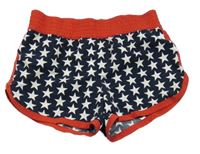 Tmavomodré plážové kraťasy s hvězdami a červeným lemem 