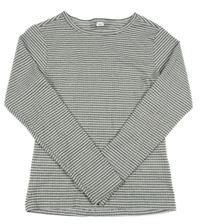 Šedo-stříbrné pruhované žebrované triko 