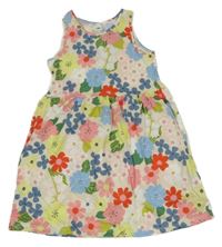 Smetanovo-barevné květované šaty H&M