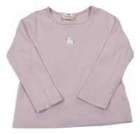 Lila žebrované triko s jednorožcem H&M