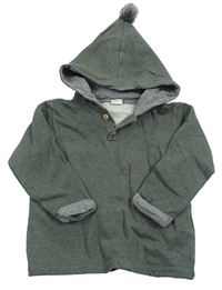 Khaki mikina s kapucí a bambulí H&M