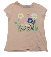 Světlerůžové tričko s květy Mothercare