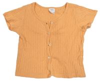 Oranžové žebrované propínací crop tričko Zara