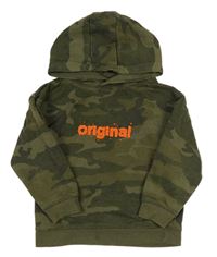 Khaki army mikina s nápisem a kapucí Primark