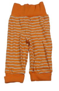 Oranžovo-šedé pruhované tepláky 