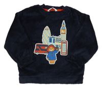 Tmavomodrá plyšová mikina s Paddingtonem zn. M&S