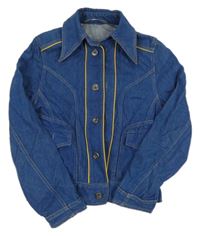 Modrá riflová crop bunda s kamínky 