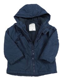 Tmavomodrá šusťáková zimní bunda s kapucí River Island