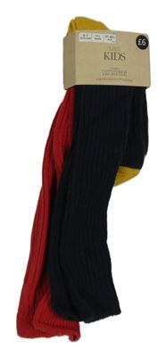 Nové - 2set - 2x podkolenky - tmavomodro-hořčicové + červeno-šedé M&S vel.37-40
