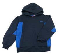 Tmavomdoro-modrá mikina s logem a kapucí Slazenger