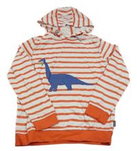 Korálovo-bílá pruhovaná mikina s dinem a kapucí Jako-o