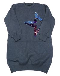 Tmavomodré svetrové šaty s hvězdou z flitrů George