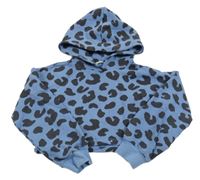 Modro-černá crop mikina s leopardím vzorem a kapucí Tom Tailor