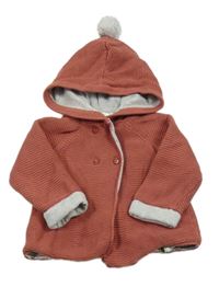 Cihlový propínací podšitý svetr s kapucí M&Co.