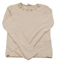 Světlerůžové žebrované crop triko s 3D květem Zara