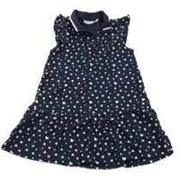 Tmavomodro-bílé šaty se srdíčky a límečkem Liegelind